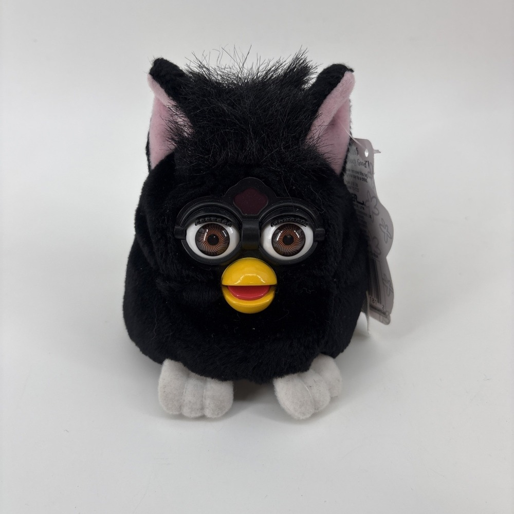 Vintage Furby Buddies "Good Pet" Black Plush Bean‎ Bag Blue Eyes 1999 Tiger NWT